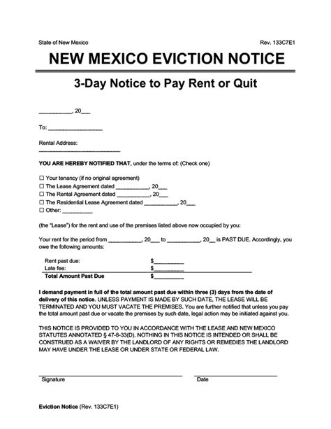 Eviction Notice Template New Mexico